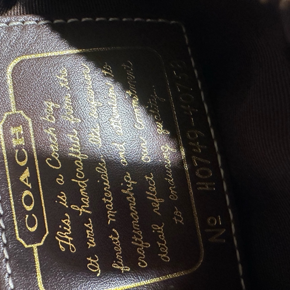 SOLD.  Coach Brown Canvas Signature Crossbody Bag with Adjustable Strap - Picture 4 of 5